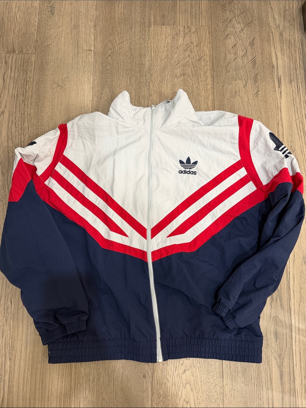 adidas Colorblock Jacket in White, Red & Navy